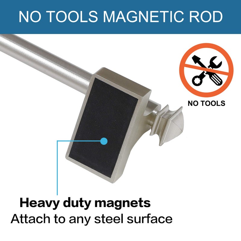 H.VERSAILTEX 4 PACK Magnetic Curtain Rods for Metal Doors Multi-Use Rods for Small Windows Cafe Sidelight and Iron Steel Places, Tool Free with Square Finials (Adjust from 16 to 28 Inch, Nickel) - Image 2